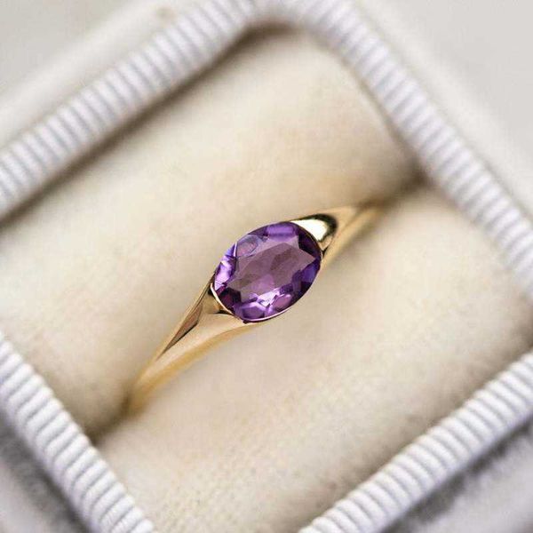 Rings de banda moda moda de alta qualidade Amethyst Rings for Women Luxury Wedding Ring Ring Birthday Birthday Anniversary Presente Cessorie Anilos P230411