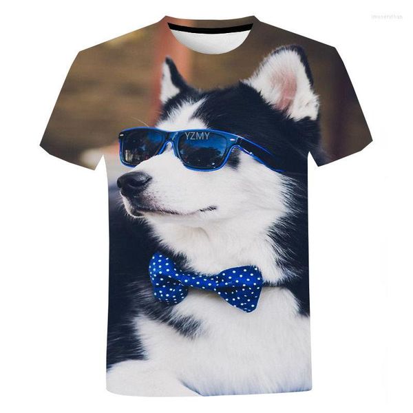Erkek Tişörtler Erkek Evcil Köpek Kısa Kollu Moda Gündelik Erkekler ve Erkekler 3D Baskı T-Shirt Üstleri