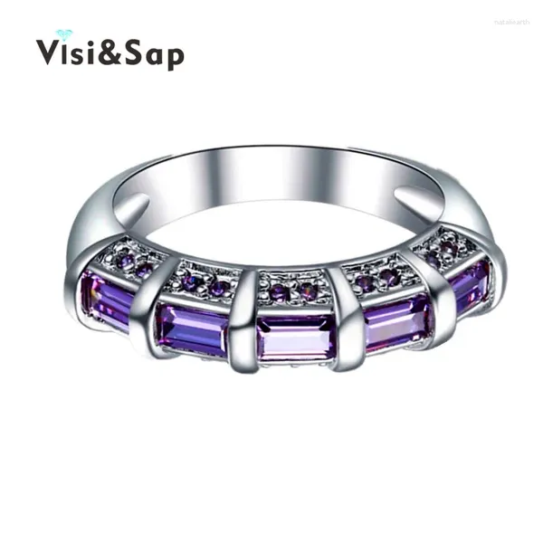 Con pietre laterali Eleple Anello in pietra viola Anelli per fede nuziale per donna Uomo Fidanzamento Bijoux Dropshipper Gioielli di moda Colore oro bianco