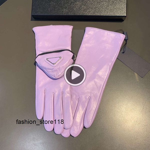 Дизайнерские перчатки женские зимние теплые кожаные варежки с карманом модные роскошные женские перчатки Handschuhe пять пальцев кашемировые варежки сенсорный экран 5QZ7