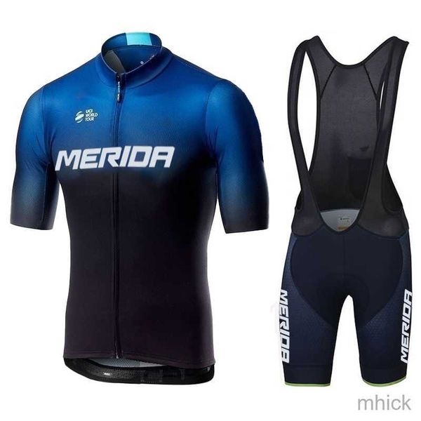 Set di maglie da ciclismo Merida Salopette ciclismo Tricuta Uomo Giacca da uomo Jersey Set sportivo Pantaloni Bici da strada Divisa Pro Team 2023 Abbigliamento Pantaloncini Mtb Abbigliamento 3M411