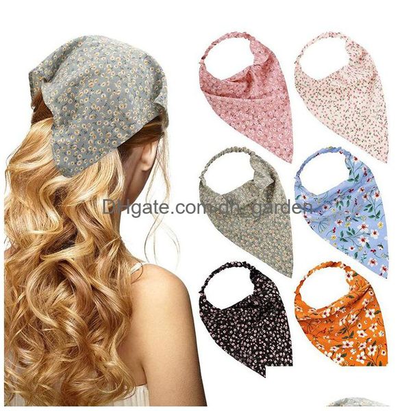 Headbands Vintage Flor Imprimir Bandana Headbands para Mulheres Meninas Elastic Hairband Turbante Faixas de Cabelo Acessórios Scrunchies H Dhgarden Dhwqr