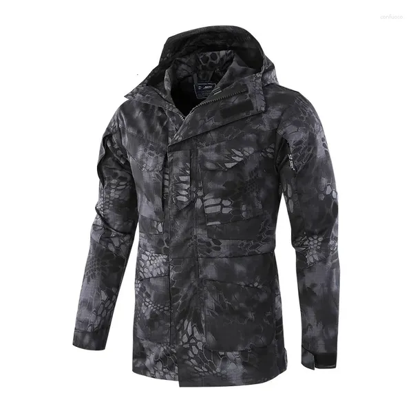 Esdie giacche da esterno Sport Softshell Set di giacche tattiche uomini camuffi che cacciano vestiti militari per campeggio escursionistico con cappuccio