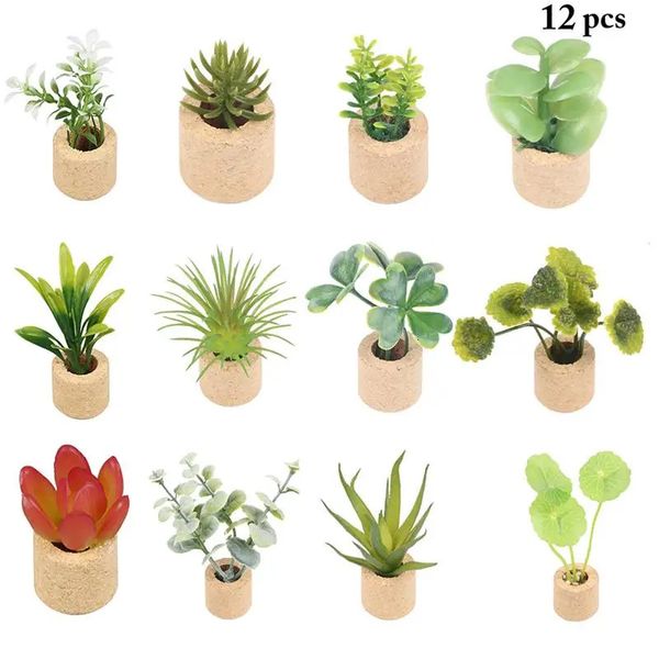 Imãs de geladeira 12 Pcs 3D Plástico Imãs de geladeira Conjunto Decoração Plantas realistas Adesivo magnético para placa de mensagem de geladeira Planta em vaso magnético 231110