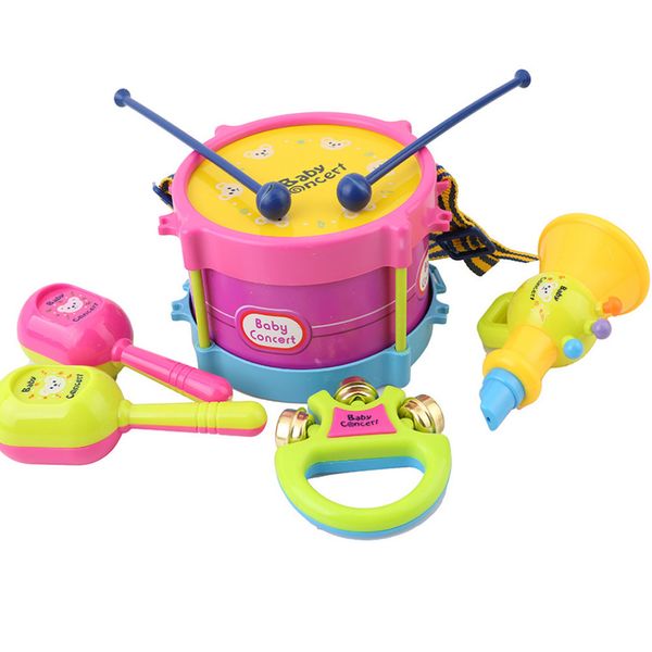 Batteria a percussione 5 pezzi / set Educativi per bambini Roll Drum Strumenti musicali Kit fascia Giocattolo per bambini Set regalo per bambini 230410