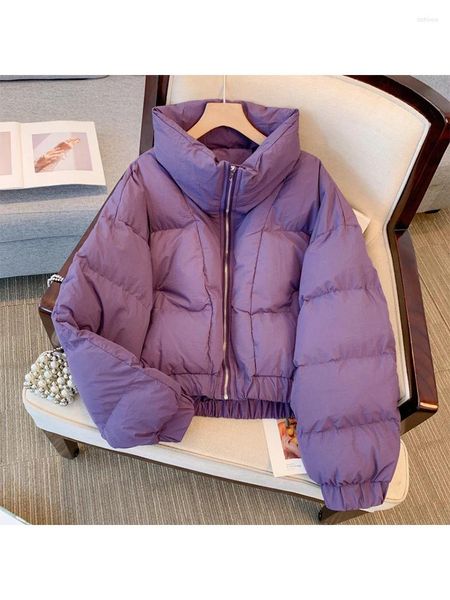 Casacos de trincheira femininos roxo parkas casaco moda streetwear vintage para baixo jaquetas quente tamanho grande acolchoado inverno 2000s roupas