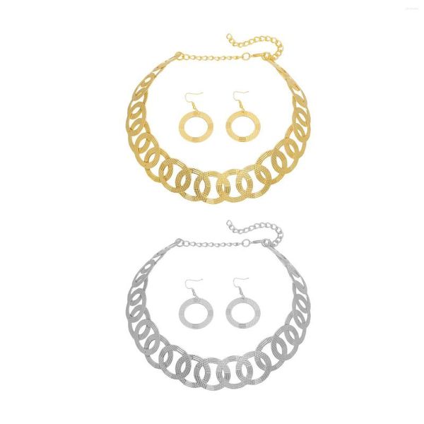 Halskette Ohrringe Set Geometrisch Choker Hoop Unregelmäßige Aussage Retro Geschenk Legierung Übertrieben Schmuck Für Abschlussball Hochzeit Party Geburtstag