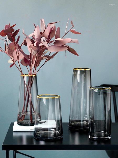 Vasos Nordic Luz Luxo Pinturas Phnom Penh Transparente Vaso De Vidro Decorações Modernas Simples Casa Sala de Estar Flor