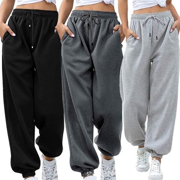 Capris Womens Joggy Pants Baggy Grey Sportshosen Jogger Weitbein übergroß