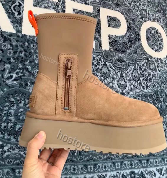 W Classic Dipper ug botas de neve para mulheres inverno novas botas Tasman elásticas finas com zíperes laterais elegantes e versáteis de pelúcia e algodão grosso sapatos casuais