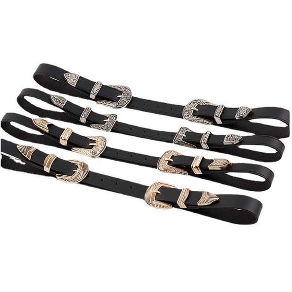 Cintos da cintura Suspenders Suspenders Popular e versátil Pu Moda Decoração de Buckved Buckle Three Piece Set Women's Belt Sy-4739