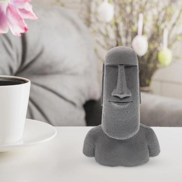 Gartendekorationen Steinstatue Ornamente Süßes Desktop -Modell Moai Decor Car Resin kleine schmücken Wohnzimmer Figuren