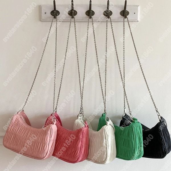 Borsa a tracolla in nylon pieghettato da donna Borsa estiva semplice in tinta unita sotto le ascelle Borsa da ufficio per donna da viaggio per pendolari Incontri Borsa per lo shopping