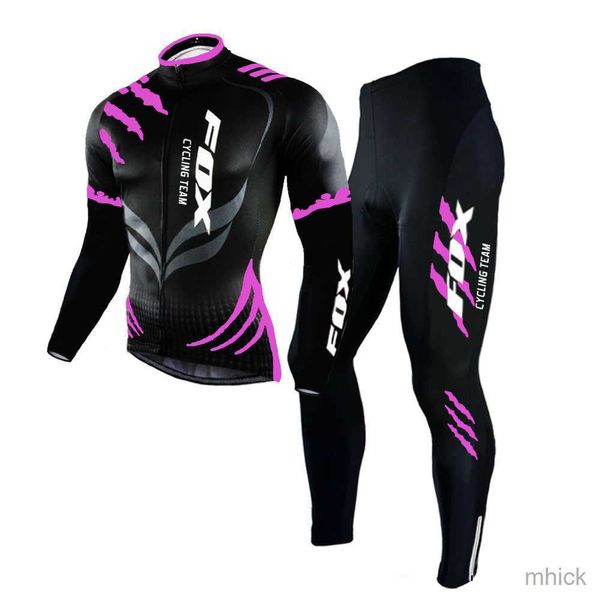 Radtrikot-Sets Radtrikot-Set Männer / Frauen mit langen Ärmeln Fahrradtrikot Anzug 9D Gelpolster Hosen Herbst MTB Radsportbekleidung Fahrraduniform 3M411