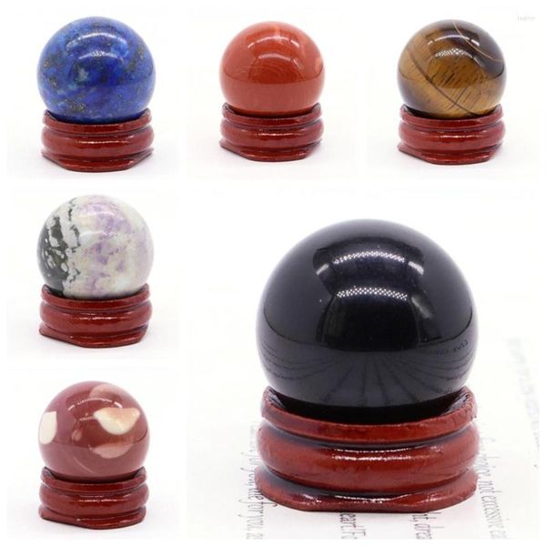 Estatuetas decorativas de 30 mm redondo de cães de cura natural redonda de bola gemeral e pedras esfera wicca chakra massagem globo buginket decoração