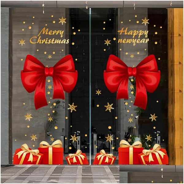Wandaufkleber Frohe Weihnachten Fensteraufkleber Weihnachtsaufkleber Dekorationen für Zuhause Shop Mall Store Büro 231011 Drop Delivery Garden Dhdk3