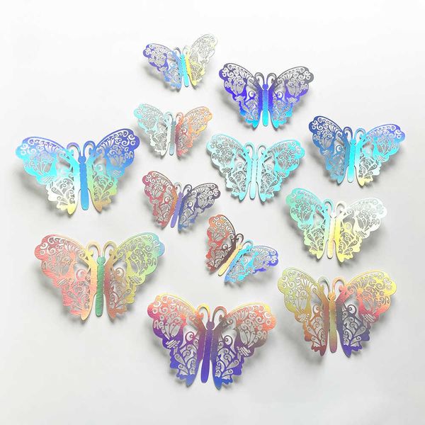 Наклейки на стену, 12 шт., 3D бабочки, милые украшения, Свадебная вечеринка, воздушный шар, украшение, паста, Y23