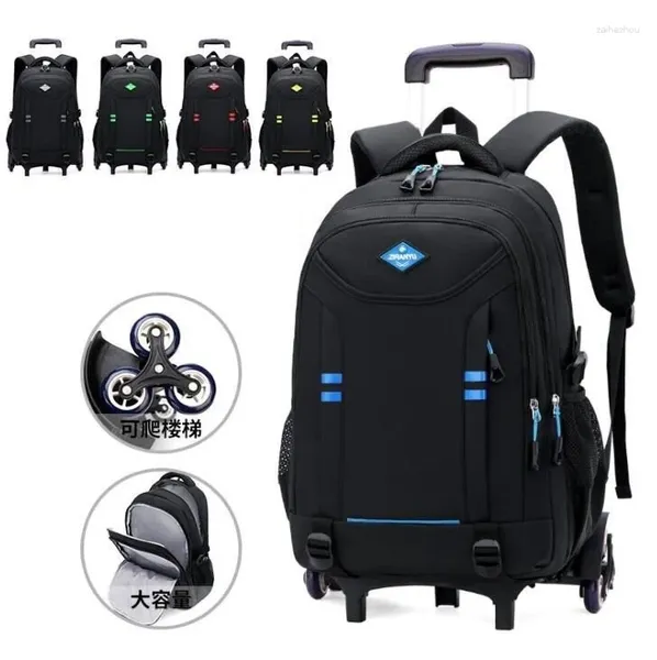 Schultaschen-Trolley-Tasche für Jungen-Rucksack mit Rädern und Rollen