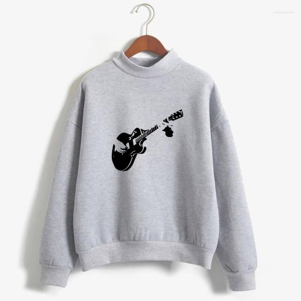 Hoodies feminino Creative Art Guitar Música Letra Impressão Mulheres Amor de estudantes Presente Swortshirts Femmes Manga longa Spring Spring Autumn Tops