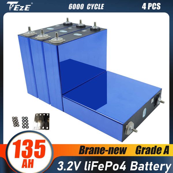 4pcs LIFEPO4 135AH 3.2V BATERIA NOVO GRADE A Recarregável Batterie LifePO4 Bateria Diy 12V RV Células de barco Paco