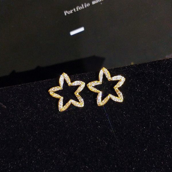 Stud vero oro 18 k Donna Orecchini a bottone Orecchini insoliti Trend Piercing Piccolo cristallo Polsini dell'orecchio vintage per gioielli da donna per feste 230410