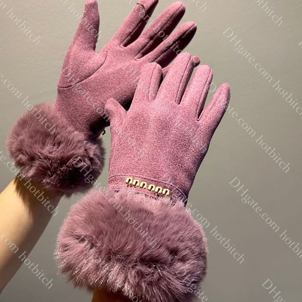 Luxus Damen Kaninchen Haar Handschuhe Designer Wolle Handschuhe für Frauen Mode Winter Outdoor warme Handschuhe Social Geburtstag Weihnachtsgeschenk