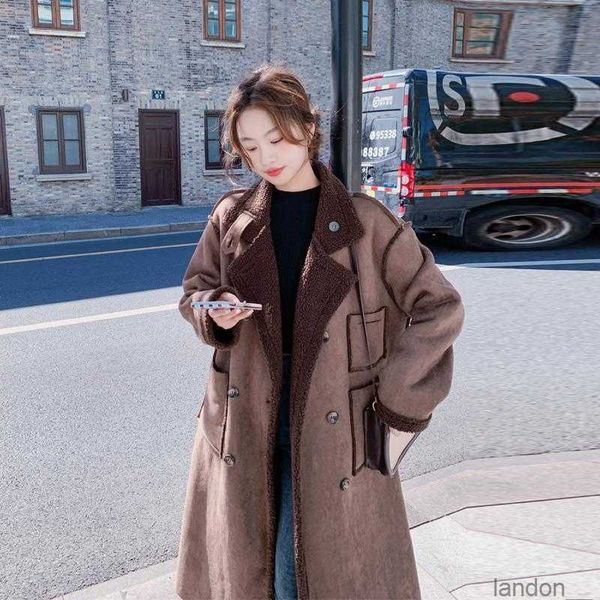 Integrierter Mantel aus Leder und Fell 2023 Damen-Winter neuer koreanischer High-End-Lammfellmantel im Göttinnen-Stil