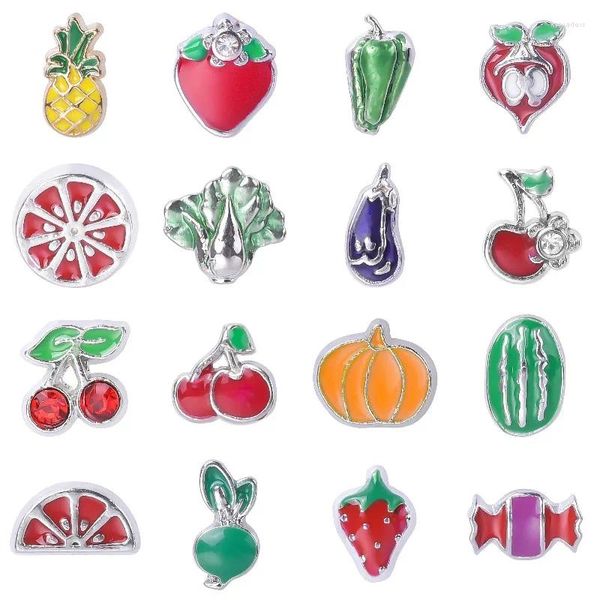 Charms 20 Stück süße Emaille Obst Erdbeere Wassermelone schwimmendes Gemüse Kürbis Aubergine Anhänger Schmuck DIY