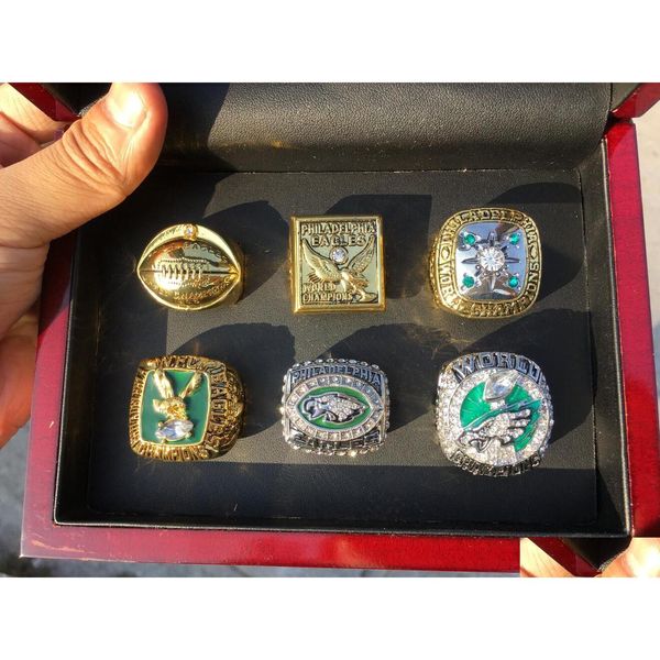 1966 a 2022 American Football Team Champions Championship Ring Set com Caixa de Madeira Lembrança Homens Fan Presente Atacado Drop Delivery Dhdqp