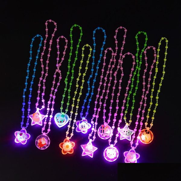 Andere Event Party Supplies Leuchtende Feste Kinder Halskette Led Flash Acryl Perlen Anhänger Spielzeug Kleines Geschenk Drop Delivery Home Dhep2