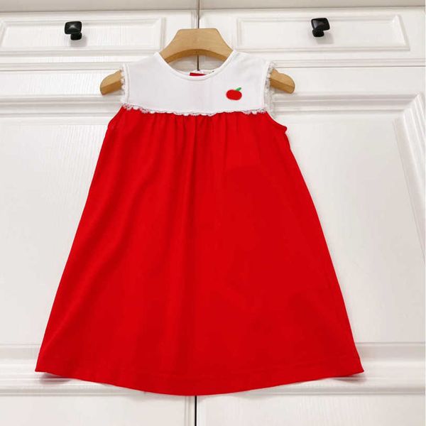 23SS Kinder Designerkleidung Weste Kleider Mädchenkleid Spitze Spleißen Stickerei Farblich passendes Kleid Hemd Kleid große Mädchenröcke Hochwertige Kinderkleidung a1