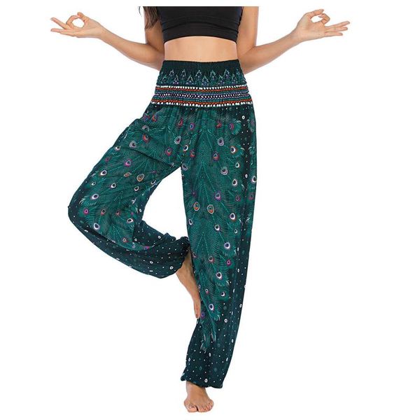 Yoga Outfit Collant a vita alta Uomo Donna Pantaloni Harem tailandesi Boho Festival Hippy Pantaloni grembiuli elastici 2023