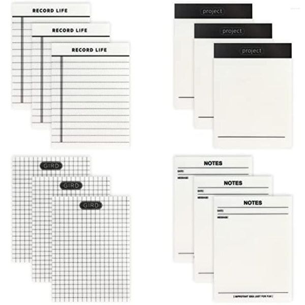 Notas pegajosas transparentes 50 folhas ladeadas grade clara blocos de memorando auto-adesivos Stickies Office Study Supplies