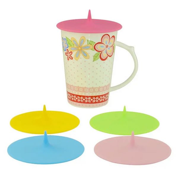 Coperchio della tazza in silicone creativo con goccia d'acqua Coperchio della tazza colorato Tappo per tazza a tenuta stagna ecologico 8 colori 10 cm E0411