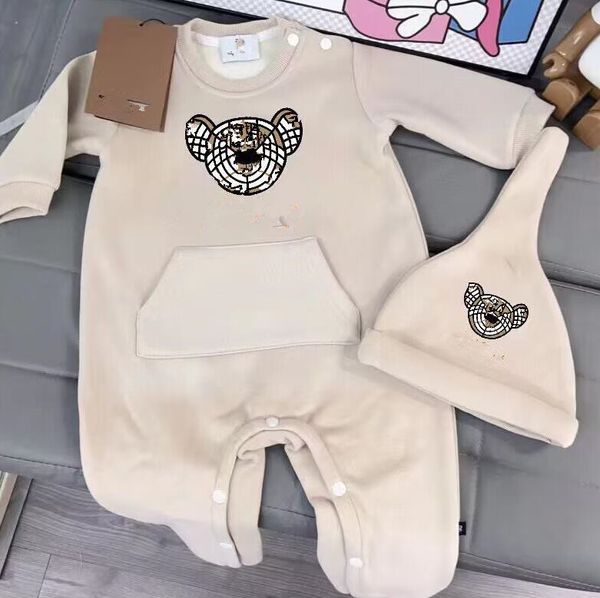 2023Online Promi neuer Plüsch-Mode-Buchstaben-Stil mit Kapuze, Baby-Overall, B-Designer, Kleinkind, Baby, Junge, Mädchen, Vollmond-Strampler