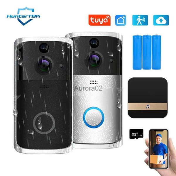 Campainhas 1080P 720P Tuya Campainha Câmera WiFi Smart Home Vídeo Campainha sem fio Áudio bidirecional PIR Detecção de movimento Segurança Campainha doméstica YQ231111