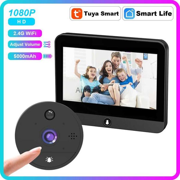 Campainhas Tuya 2MP 2.4G WiFi Porta Magic Eye Camera 5000mAh Bateria Câmera de vídeo sem fio Campainha com luz infravermelha Câmeras de porta de intercomunicação YQ231111