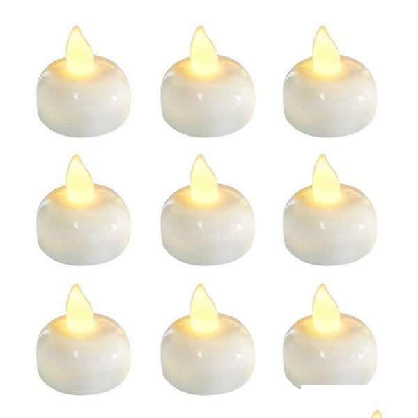 Confezione da 6 candele tremolanti senza fiamma impermeabile lampada che galleggia sull'acqua LED in plastica a batteria lumini per piscina spa Drop D Dhlam