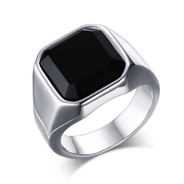 Полоса кольца мужское кольцо 316L из нержавеющей стали Signet Signet Man Man Ring Simple Biker Уникальное кольцо для мужчин Винтажные стальные украшения оптом P230411