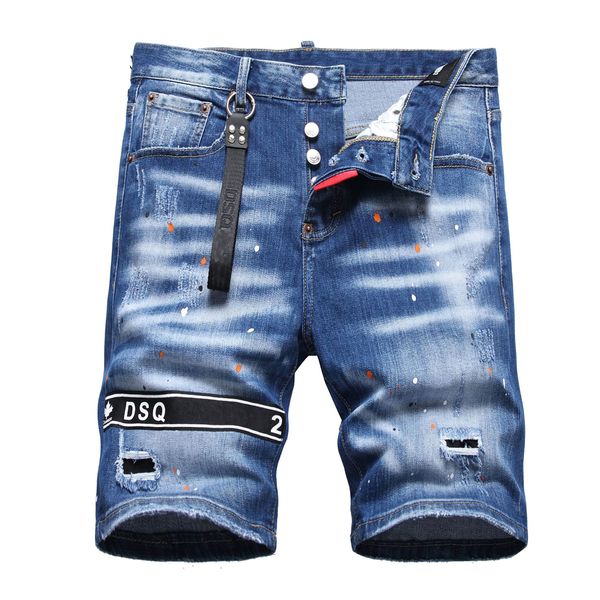 TR APSTAR dsq Herren Jeans-Shorts Hip Hop Rock Moto Distressed Denim Biker DSQ Sommerblau Cool Guy Jeans kurz 1129