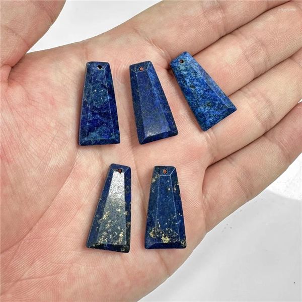 Pingente colares natural azul lapis lazuli pedra trapezoidal gem cristal pingentes charme para colar acessórios cura jóias fazendo