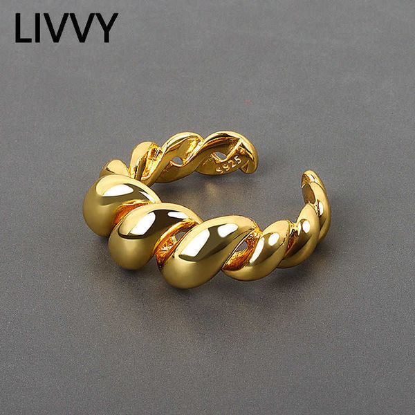 Anéis de banda Livvy Silver Color Rings para vintage 2021 Trend Gold Color Bump Engagement For Women Fashion Jewelry Gifts Cessories P230411