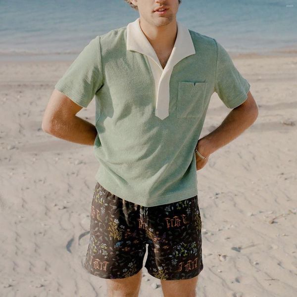 Magliette da uomo estive manica corta in seta di ghiaccio Polo da uomo moda business colletto rovesciato maglietta casual lavorata a maglia slim fit Homme