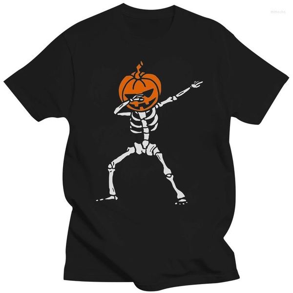 Herren-T-Shirts Halloween-Klecks-Kürbis-Laterne, tupfendes Kürbis-Skelett-T-Shirt, lustiges Top-T-Shirt in lockerer Größe