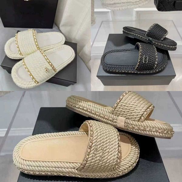 Moda clássica de luxo designer de verão sandálias de lazer sapatos feitos à mão chinelos de fundo liso Mulheres simples sandálias de alta qualidade de praia ao ar livre chinelo de praia