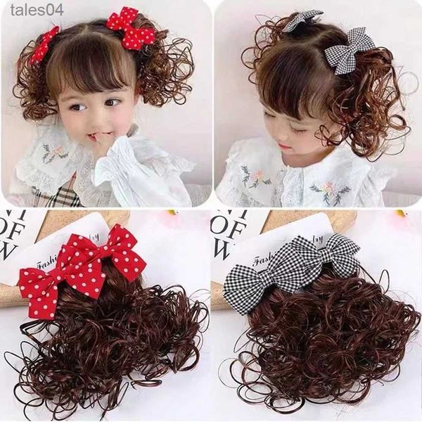 Männer Kinder Perücken 2PCS Neue Baby Perücke Haarnadel Nette Kinder Süße Mädchen Bowknot Haarspange Prinzessin Lockige JK Bogen Haar Zubehör YQ231111