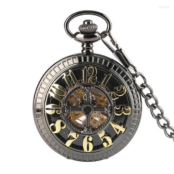 Relógios de bolso Vintage Bronze Men Men Poket mecânico Pingente Pendant Skull Masculine Colars Watch Automatic for Gifts