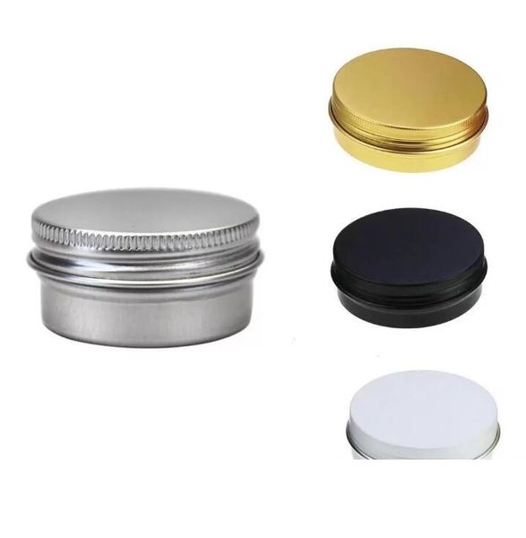 Caixas de armazenamento 1/2 oz de garras de lata de alumínio Tampa redonda de lata de contêiner latas de metal cosmético Recipiente vazio 15ml White Black Gold