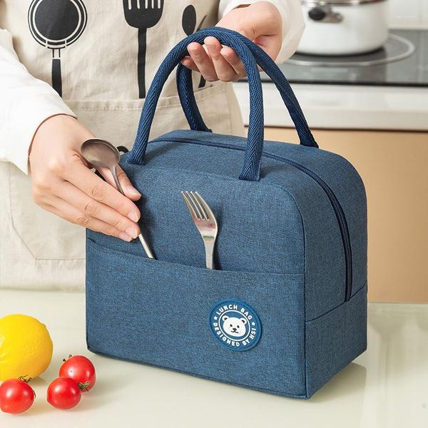 Set di stoviglie Borsa da pranzo portatile Bento Box Borsa termica in tela con isolamento termico Impiegato Contenitore per cena per bambini Scuola Picnic