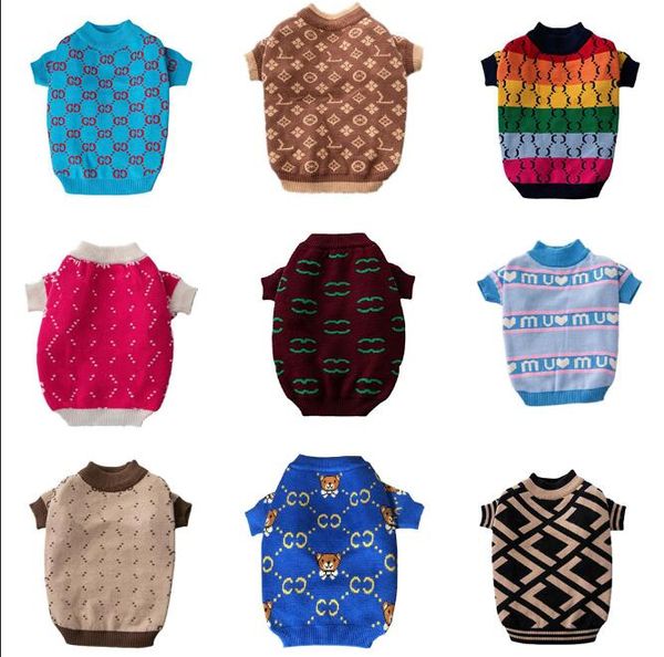 Designer Roupas de cães Marcas de cachorro Vestuário de cachorro Inverno quente Pet Sweater malha gúmulo de gola alta de gola alta